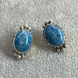 Navajo Denim Lapis Clip Earrings